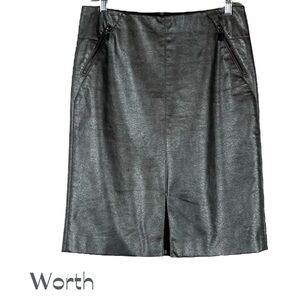 WORTH Gray Vegan Leather Skirt Size 4